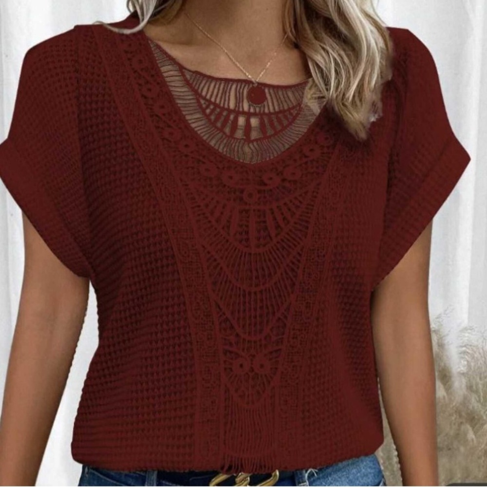 Brand new lace detail knit top